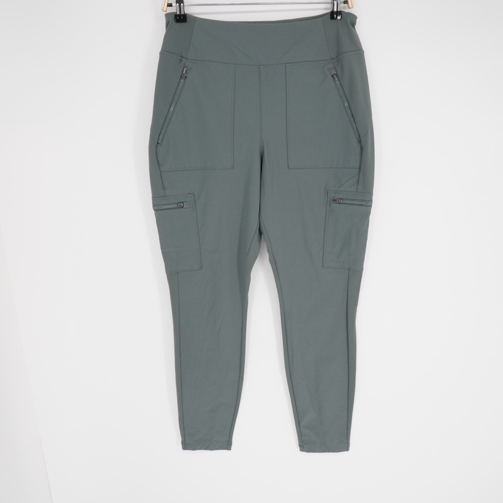 Athleta Headlands Hybrid Cargo II Tight Legging 12 Green Zip Pockets Hiking Pant